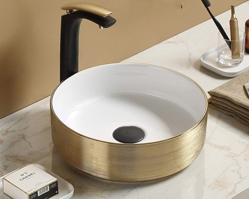 golden style countertop basin