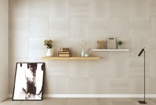 beige color cement tile laying effect