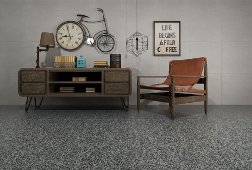 terrazzo tile grey laying effect