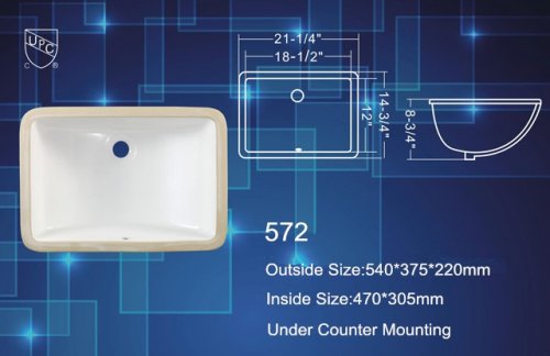 cupc rectangle under mounting mounting basin