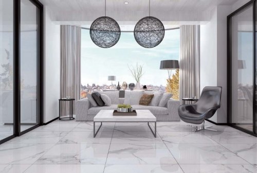 calacatta marble tile laying effect