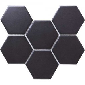 black big hexagon mosaic tile