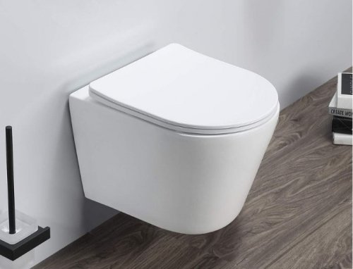 matt white rimless wall hung toilet